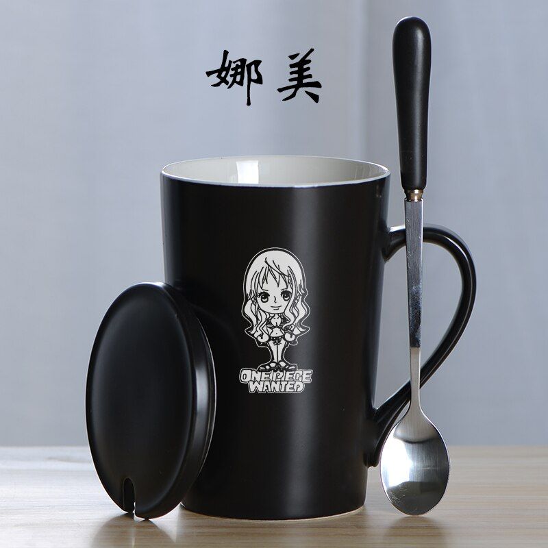 Cartoon One Piece Coffee mug ceramic coluffy zero ace cup with cover and sn