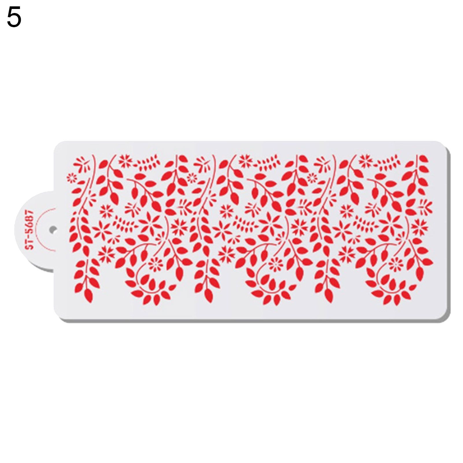 Cake Spray Mold Floral Pattern Reusable PET Hand Painting Cutting Die for Bakery
