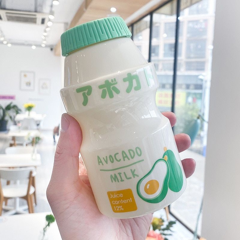 Frosted Transparent plastic Bottle Yakult Shape Cute Transparent Glass Water Bottle Leak-proof Drinkware Cute Student Girl Gift