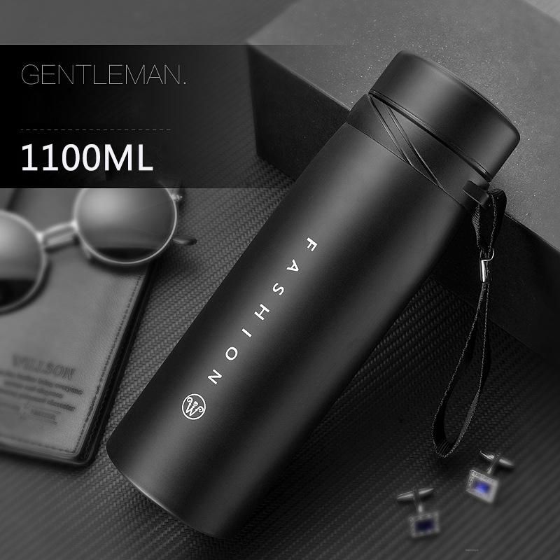 Large-capacity Intelligent Temperature Display Stainless Steel Vacuum Flask Outdoor Hand-held Sling Water Bottle Vacuum Flask
