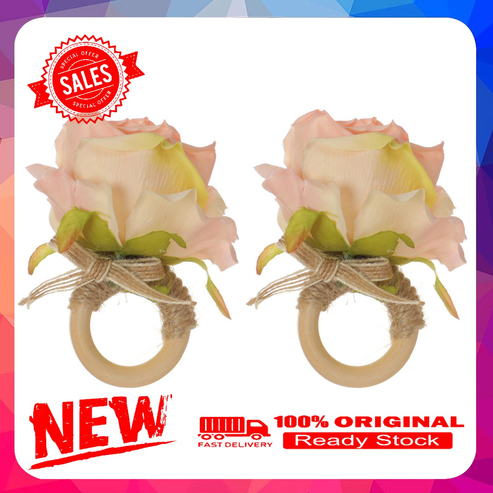 2Pcs Napkin Buttons Nice-looking Portable Decorative Simulation Rose Flower Napkin Buckles for Dining Room