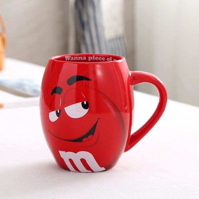 1-Pcs M&Ms Chocolate Beans Mugs 3D Cartoon Ceramics Thermal Tea Coffee Cups Breakfast Milk Watrer Bottle Brithday ChristGift