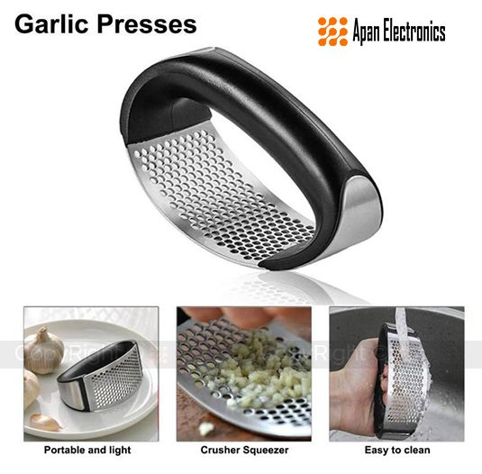 Garlic Press Rocker - Stainless Steel Manual Garlic Press Crusher Squeezer Masher, Ergonomic Handle Ginger Crusher, Easy to Clean, Durable Kitchen Gadget Home Kitchen Mincer Tool