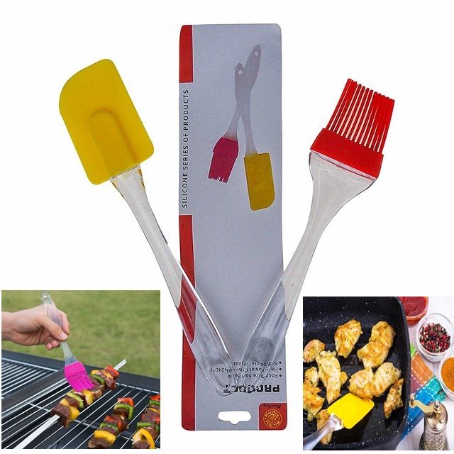 Spatula and Pastry Brush Set, Oil Brush for Cooking Silicon,Silicon Brush for Kitchen(Set of2)