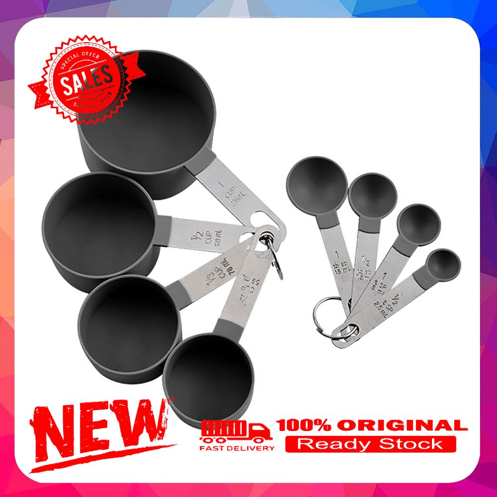 8Pcs/Set Stainless Steel Handle Measuring Spoons Baking Cooking Scale Scoop