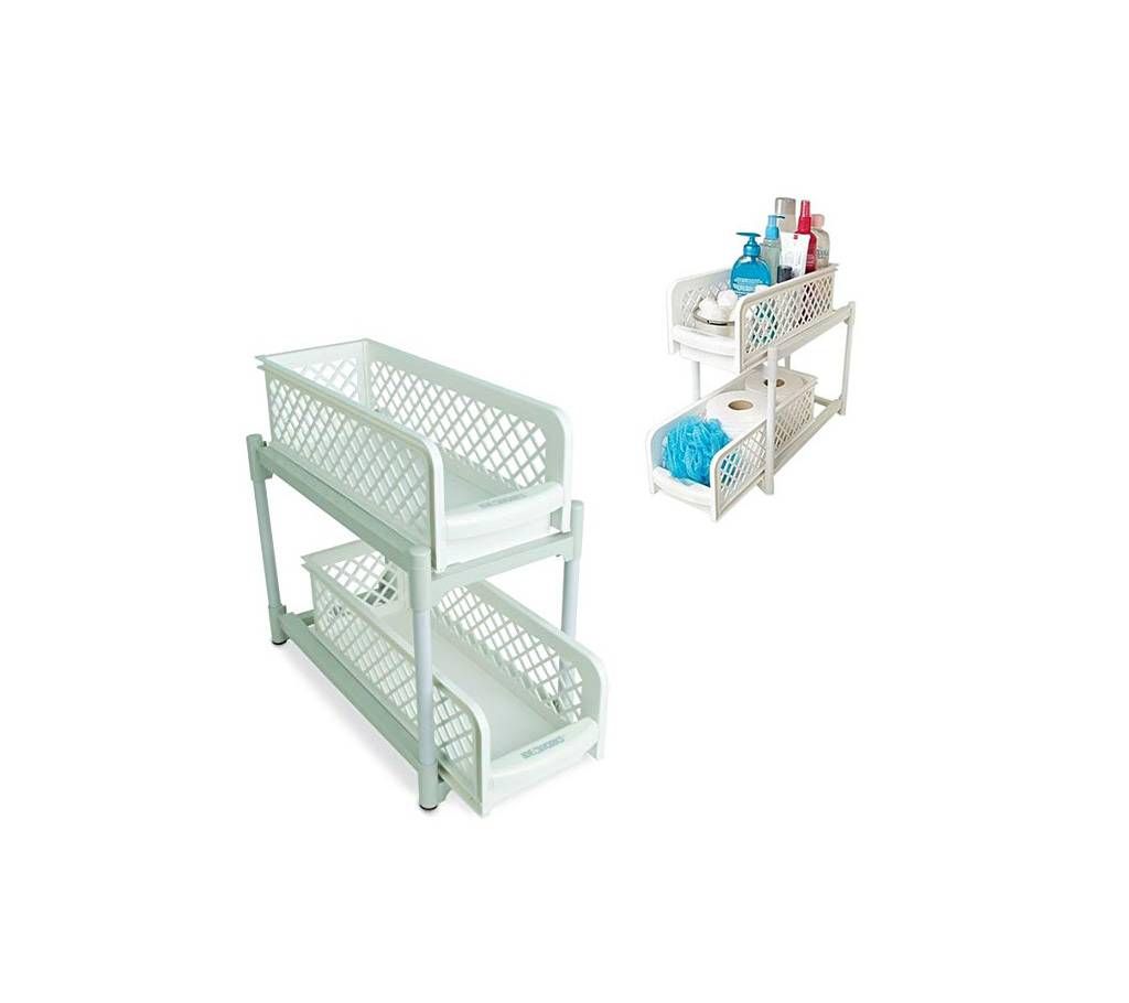 Versatile 2 Tier Portable Sliding Basket Drawers