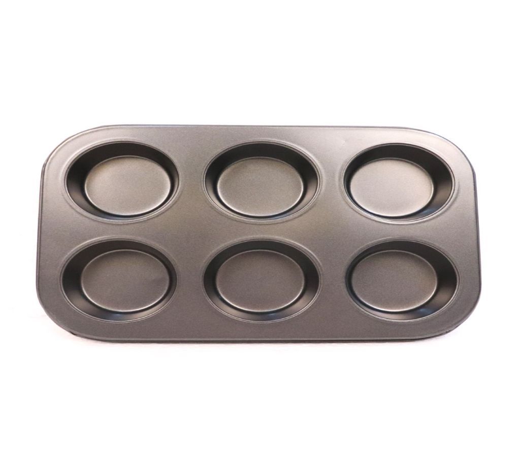 6 Holes Cupcake Baking Pan Metal Mini Round Muffin Pan Form Non-Stick Cupcake Baking Mold