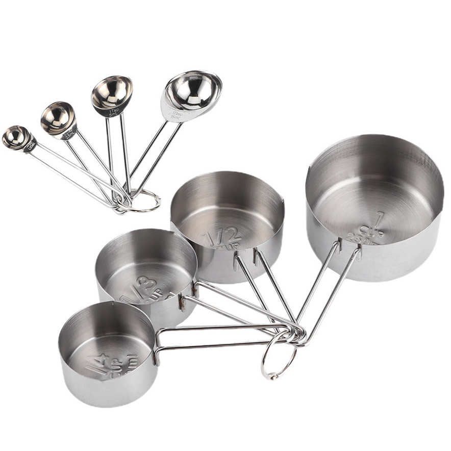 Measuring Spoon 8Pcs/Set Stainless Steel Cup with Scales Kitchen Cooking Baking Supplies