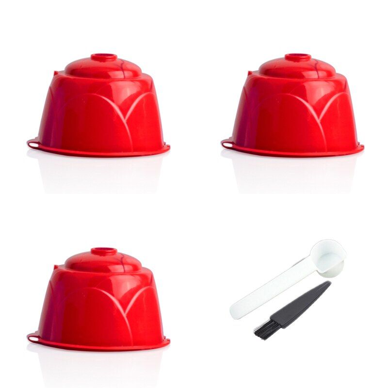 3PCS Reu Refillable Coffee Capsule Cup Coffee Filters with Spoon Brush for Dolce Gusto Coffee Machines Coffee Accessories