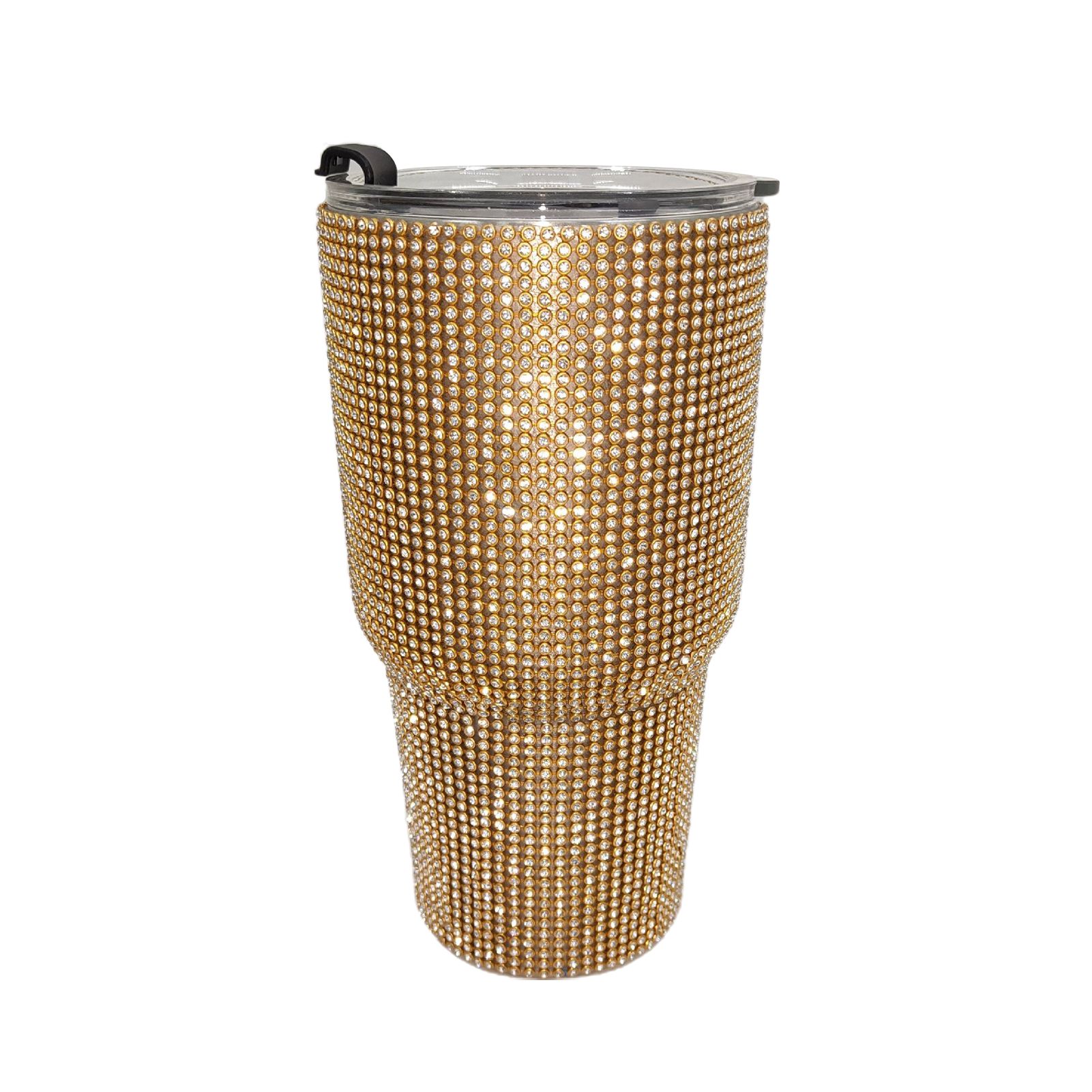 Rhinestone Studded Water Bottle Portable 304 Stainless Steel Camping Sports Drinking Bottle for Household