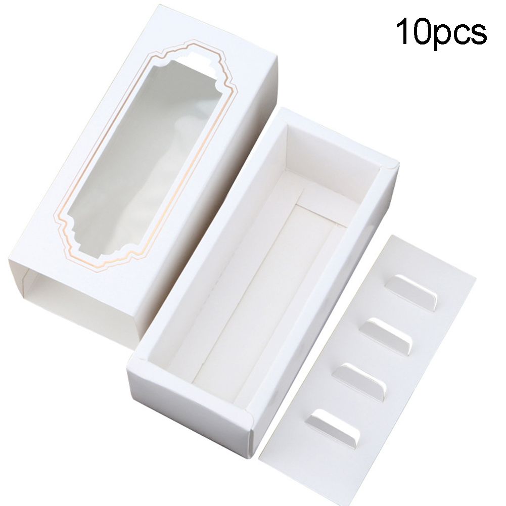10Pcs 5/10 Macaron Container Clear Window Drawer Cookie Cake Dessert Packing