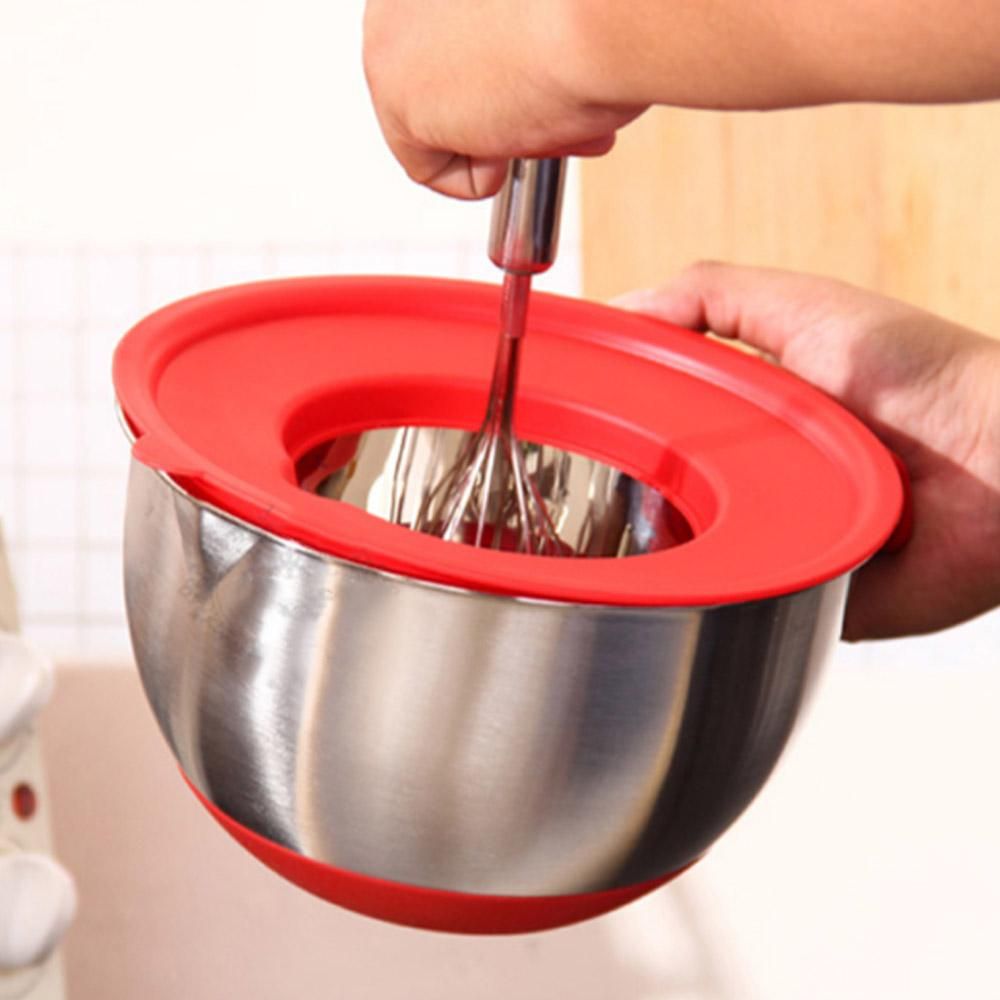 Silicone Stainless Steel Egg Bowls With A Cover With A Planer