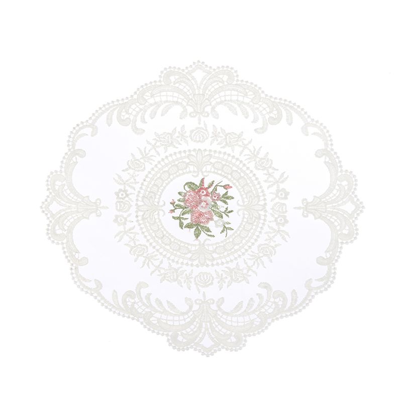 1Pcs Coaster Placemat Embroidery Craft European Style Lace Fabric Anti-scald