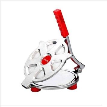 Stainless Steel Roti Maker/Puri Press - Silver and Red