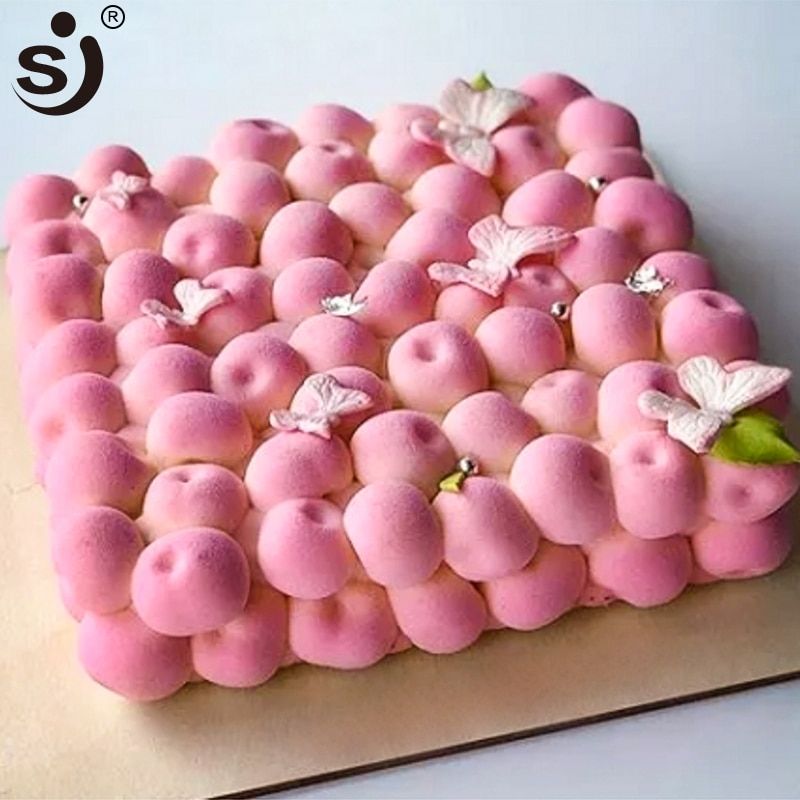 SJ New Cherry Shaped 3D Silicone Mold Cake Baking Non-Stick Square Mousse Oven Safe Decoration Tools Pastry confectionery Molds