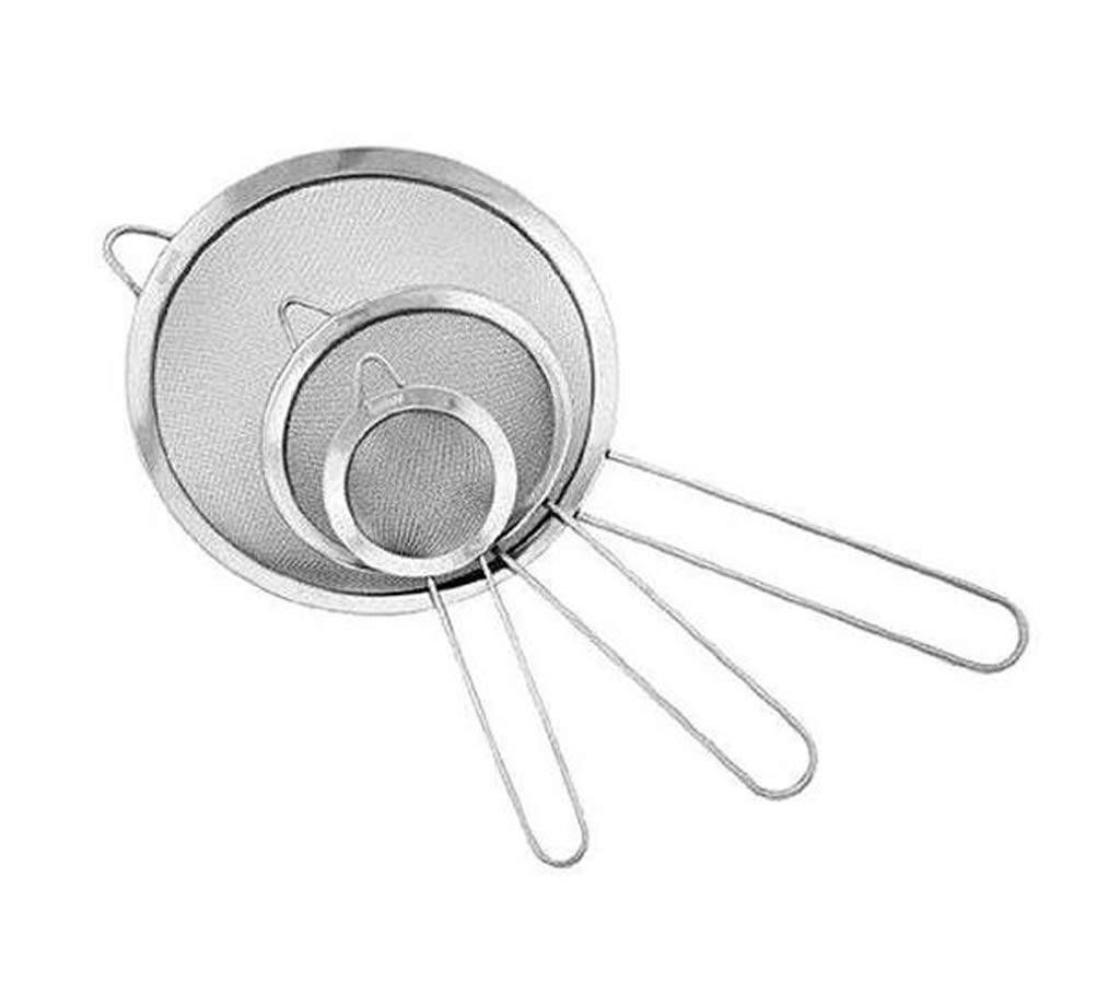 Stainless Steel Strainer - 3Pcs - Silver