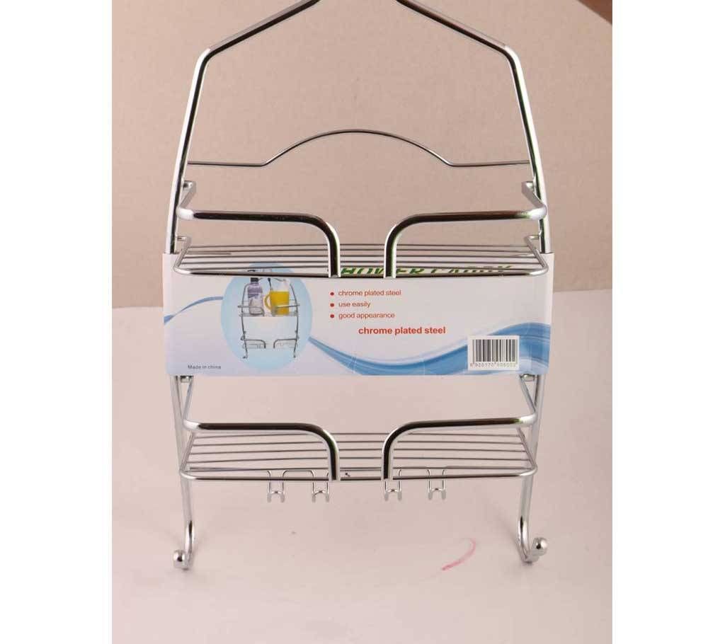 Crome Plated Steel 2 Layer Corner Shelf