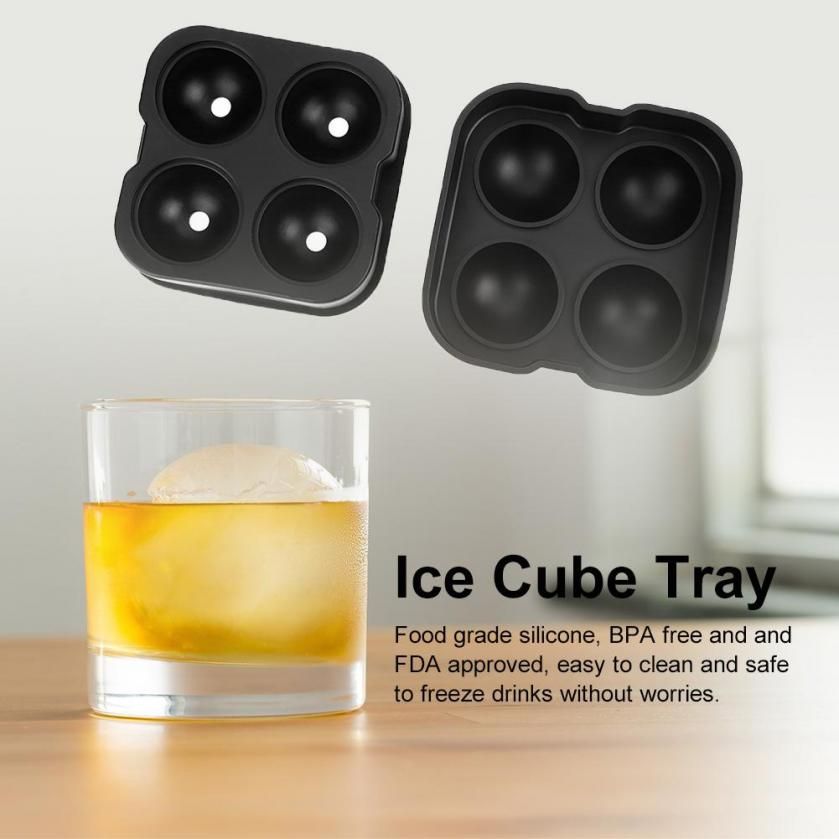 4 Ball Ice Tray Bar Drink Whiskey Sphere Round Ball Ice Mold Cube Maker Silicone