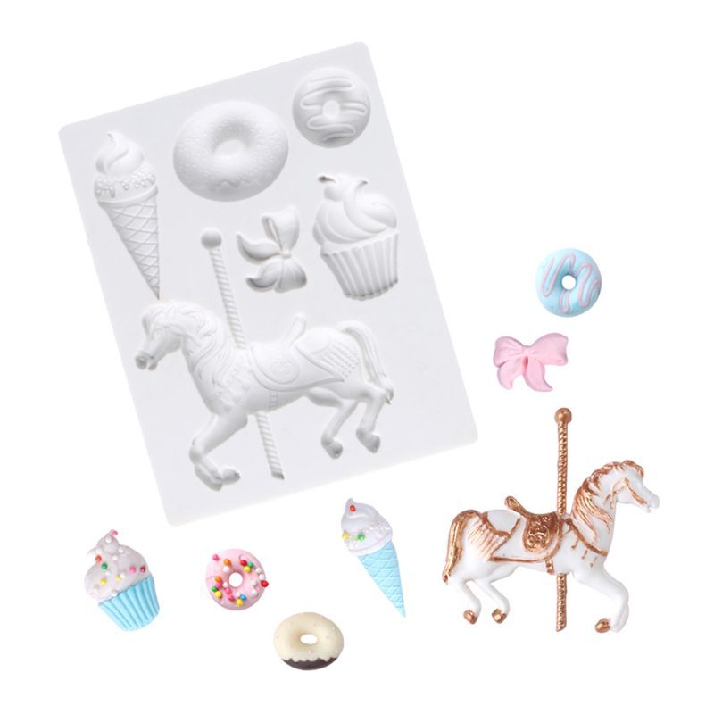 2020 New Carousel Silicone Cake Fondant Chocolate Mold Cupcake Cookie Muffin Mould Decor