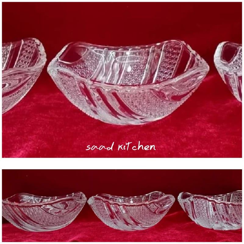 6 Pcs Crystal Glass Firni Set & Bati Set,Snack Bow Set 6pcs - Soup & Firni Bati - Ice Cream Cup Set , Gift And Home Decoration. Saad Kitchen.