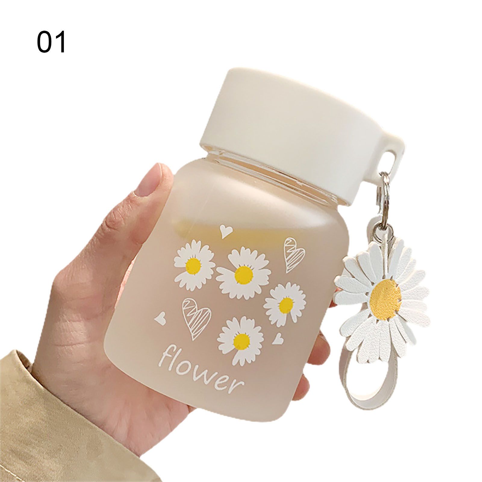 350ml Flower Pattern Water Glass Portable Simple Eco-Friendly Drinking Bottle