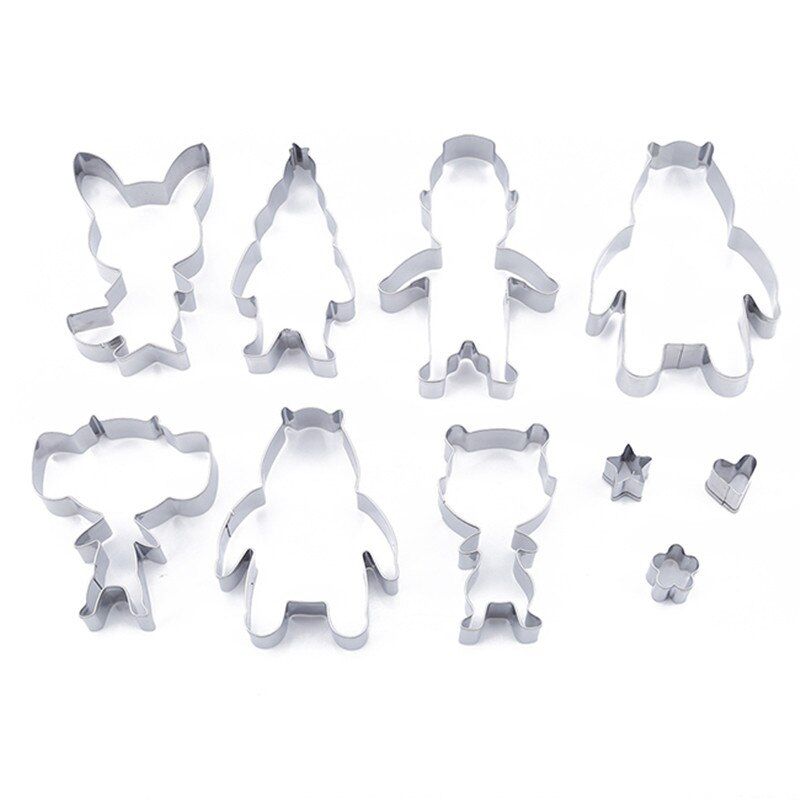 10 Piece Set Cartoon Stainless Steel Animal Biscuits Cut Bread Pasta Baking Cake Mold Fondant Chocolate Cake Cookies Tools