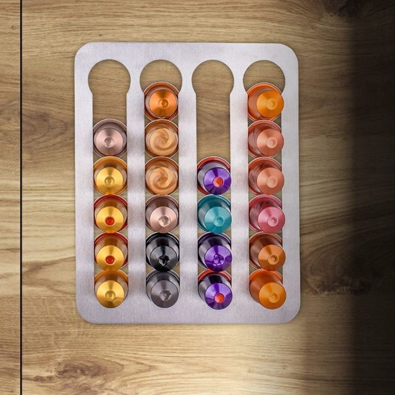 Stainless Steel Coffee Capsule Holder and Storage Rack Compatible for Nespresso Coffee Beans Pod Storage