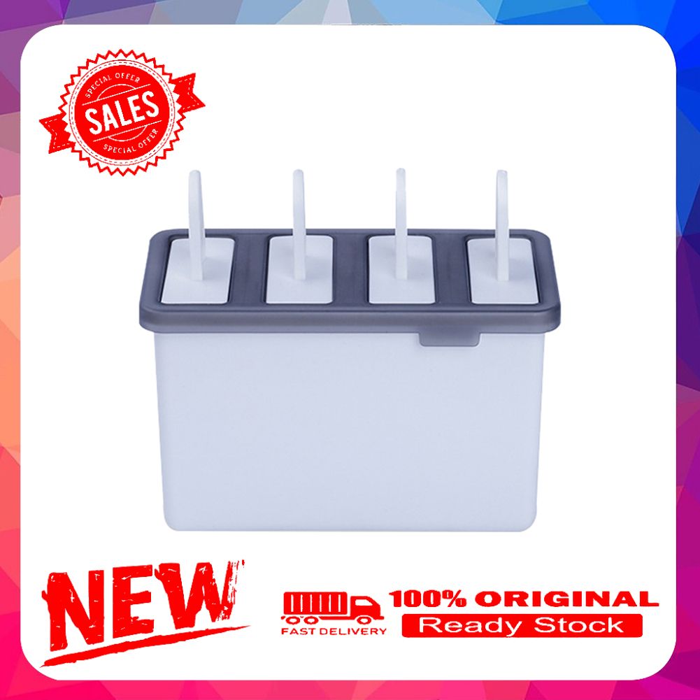 4-cell Summer Kitchen Ice Cream Lolly Mold DIY Maker Mould Tray Pan with Stick