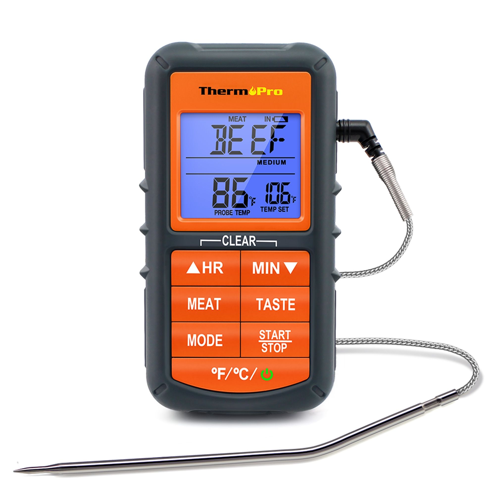 ThermoPro TP06B Meat Probe Kitchen Cooking Food Meat Thermometer with Timer Digital Oven BBQ Thermometer For Meat Backlit Alarm