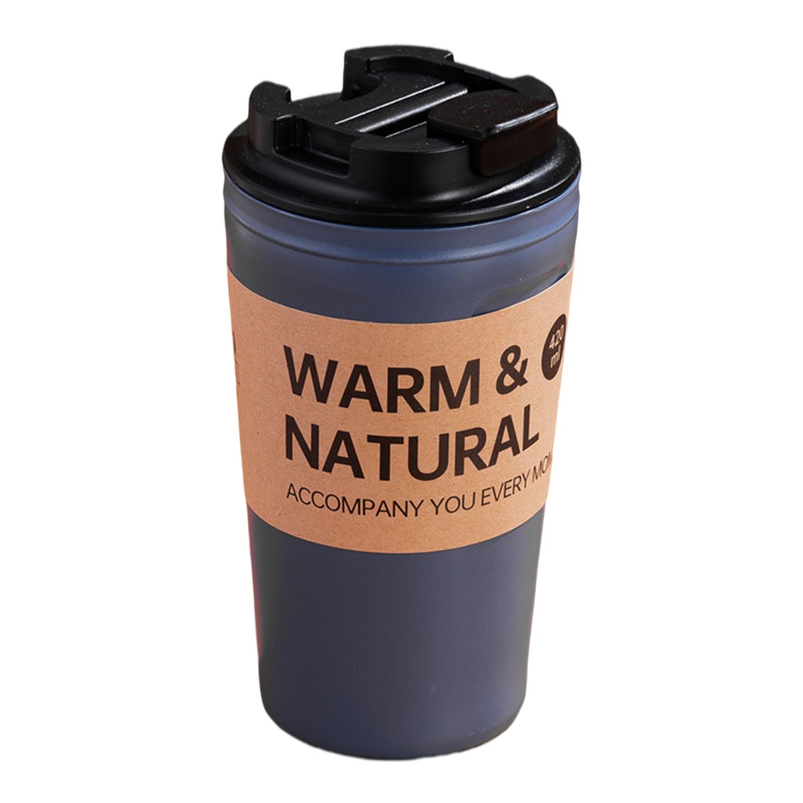 420ml Water Cup Food Grade Large Capacity Plastic Anti-slip Coffee Mug with Dust-proof Lid for Home