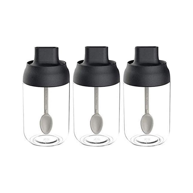 3 Pcs Glass Seasoning Tank, Seasoning Box with Spoon Moisture-Proof Cruet Household Sealed Storage Spice Jars,8.5 Oz