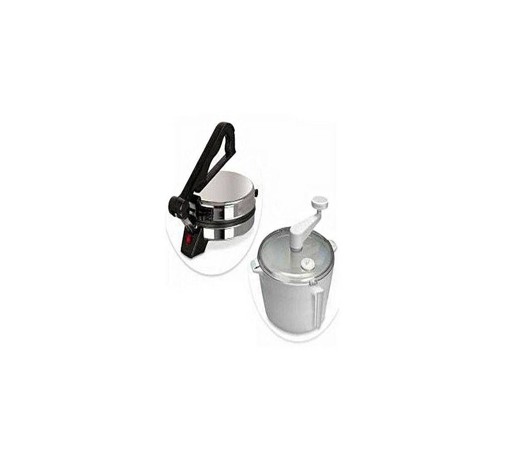 Roti Maker and Dough Maker Combo Set - Black And Silver
