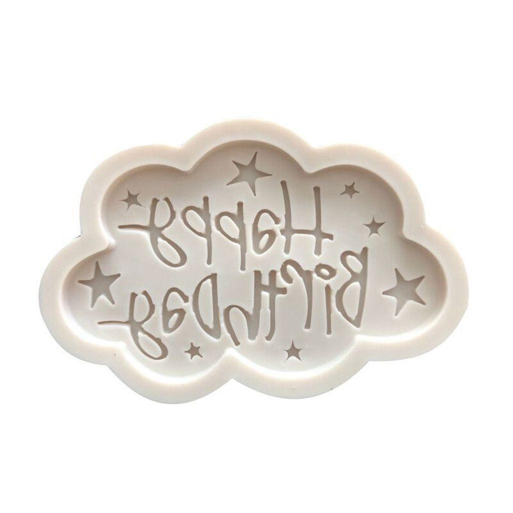 DIY fondant cake mold Happy Birthday Silicone Fondant Mould Cake Decorating Cloud Lace Baking Mold Cake Decorating Tools