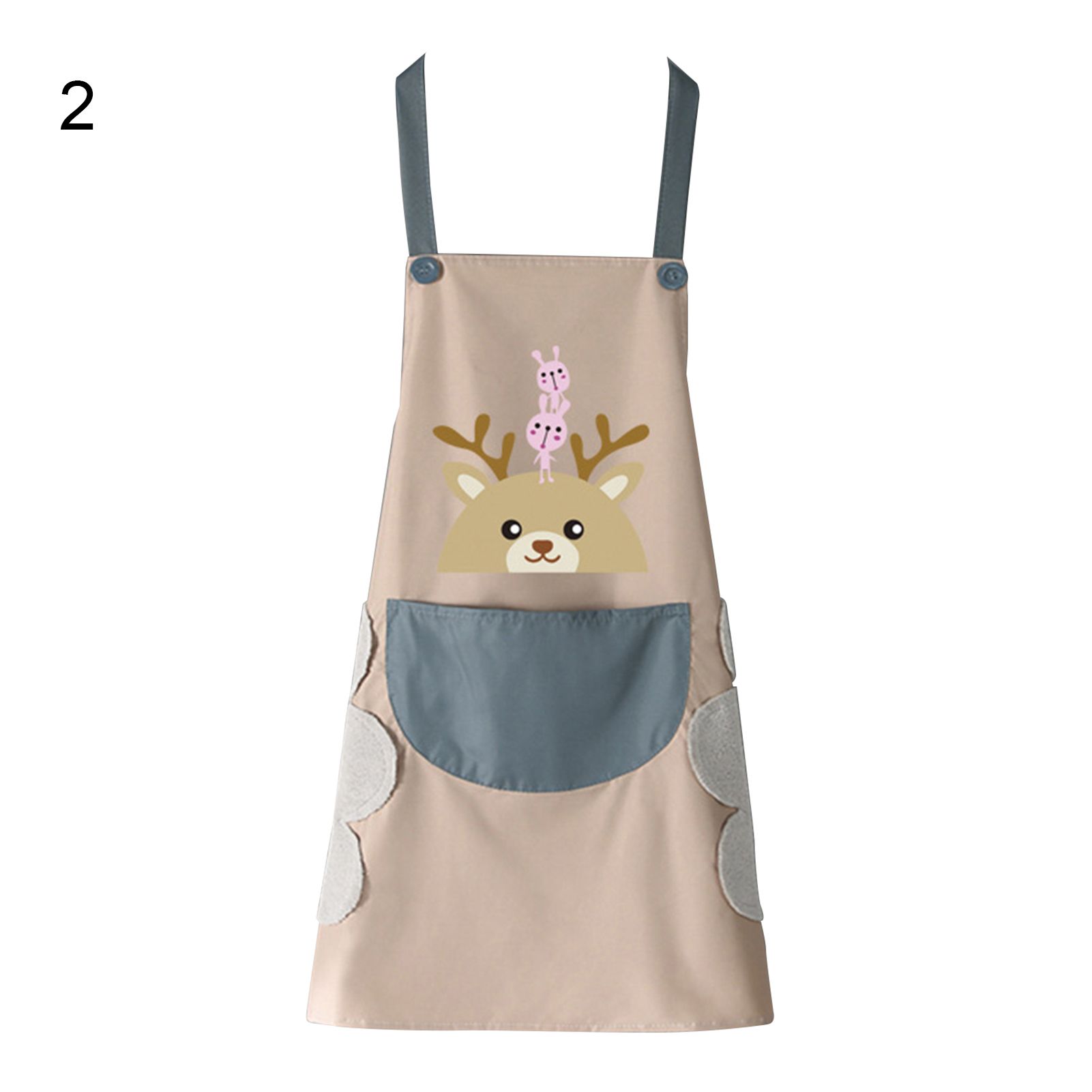 Waterproof Anti-Stain Cartoon Deer Apron Home Kitchen Cooking Baking Cleaning Bib