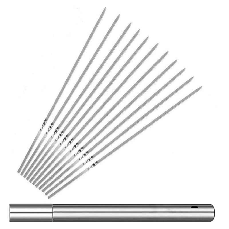 Skewers for Grilling, 13.7 Inch Metal Kabob Skewers with Portable Storage Tube Stainless Steel BBQ Skewers 50 Pack