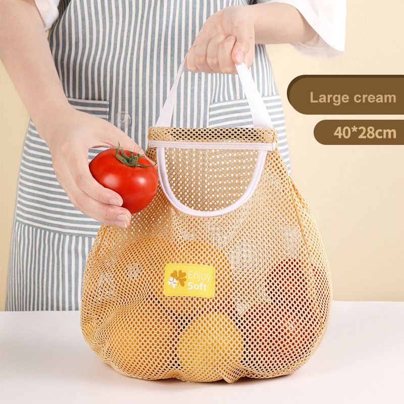Large Capacity Hanging Bag For Fruits And Vegetables In The Kitchen Portable Ginger Garlic Breathable Storage Net Bag Net Bag with nice material