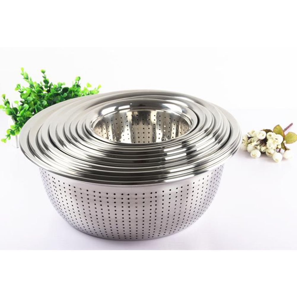 Yfashion hicken Stainless Steel Rice Washer Drain Basket for Kitchen Vegetables Washing Storage