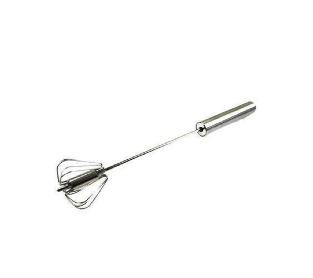 Stainless Steel Rotatable Hand Egg Beater - Silver