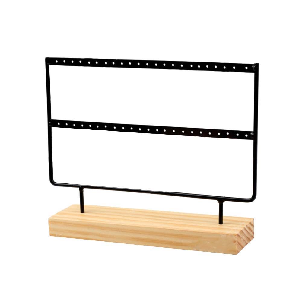 2 Layer Wooden Holes Earrings Ear Studs Jewelry Display Stand Holder Rack Shelf