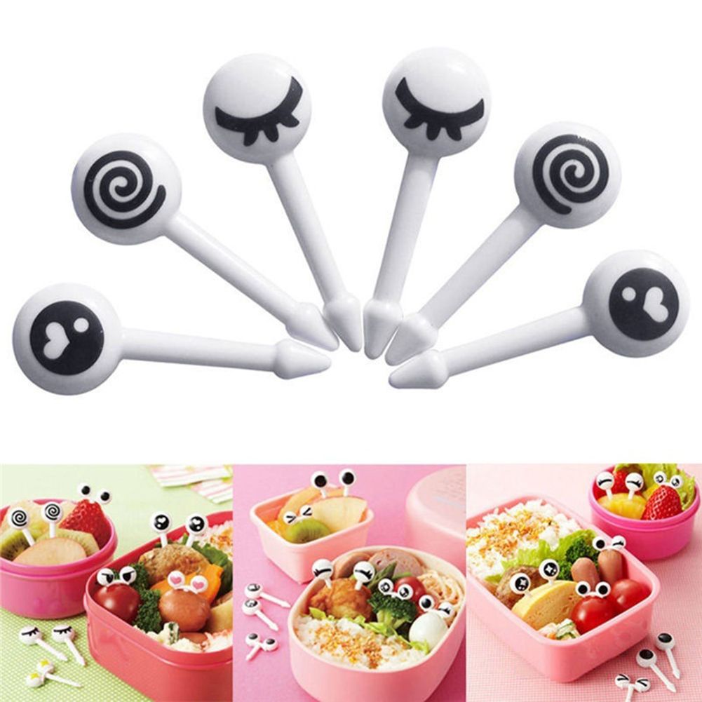 10Pcs Cute Eye Mini Food Fruit Picks Kid Forks Bento Lunch Box Tool Tableware