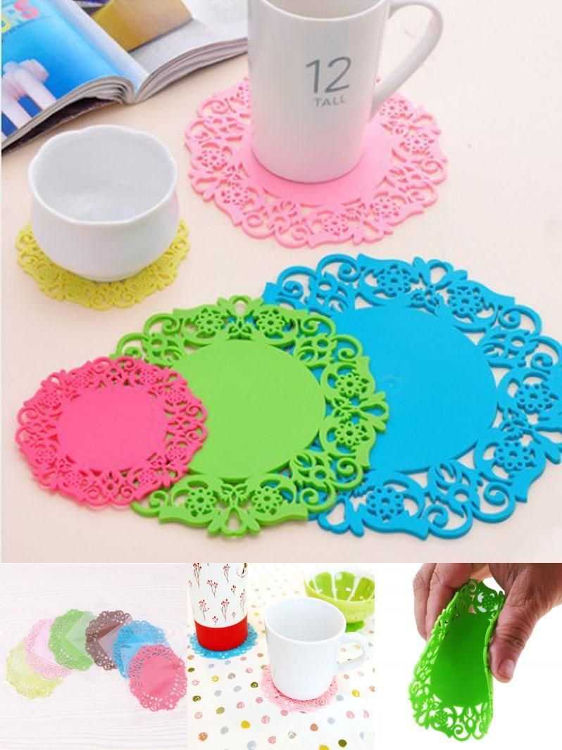 6Pcs Silicone Dining Table Coffee Cups Drinks kitchen Accessories Mug Placemats Coaster Mats