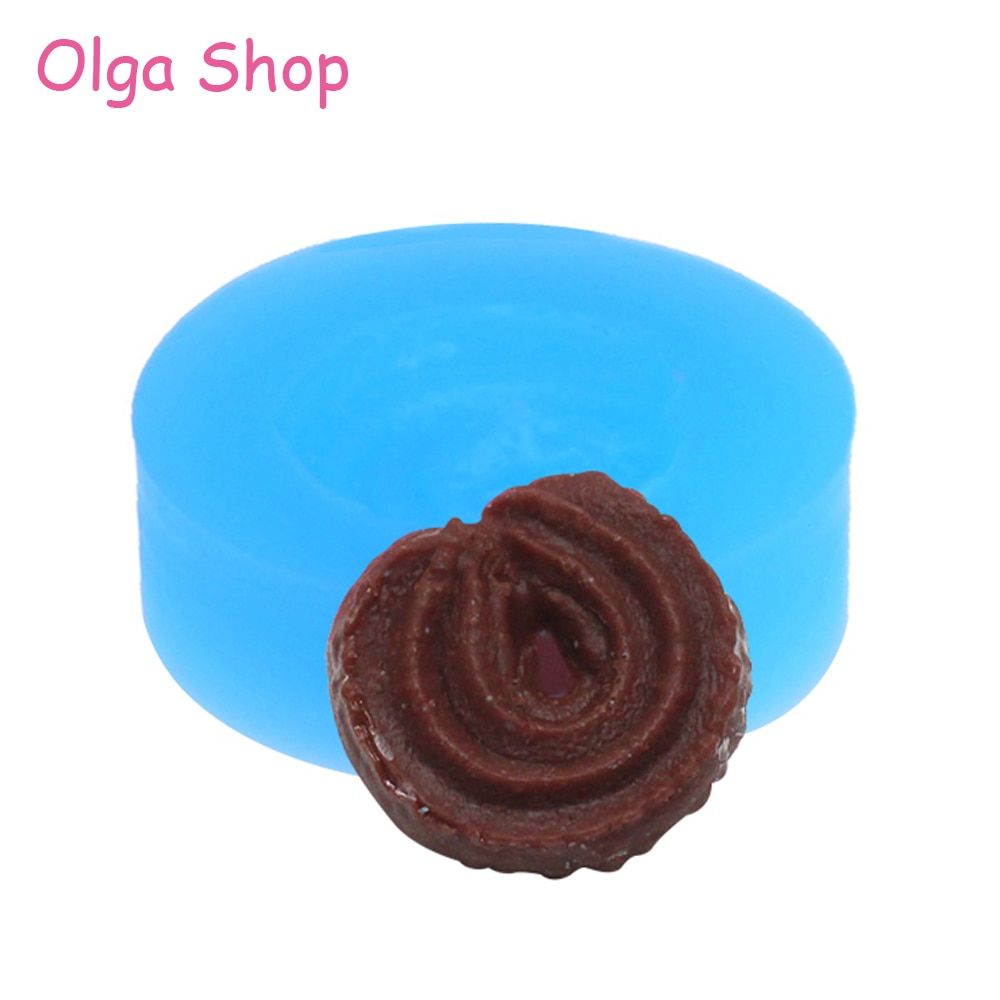QYL104 17.4mm Danish Butter Cookie Silicone Mold Biscuit Candy Chocolate Miniaturesweet Resin Jewelry Making Necklace Earring