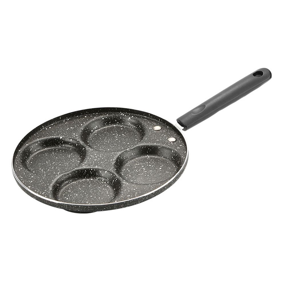 4 Hole Non-stick Omelette Frying Grill Pan Handle Breakfast Eggs Ham Cooking Pot