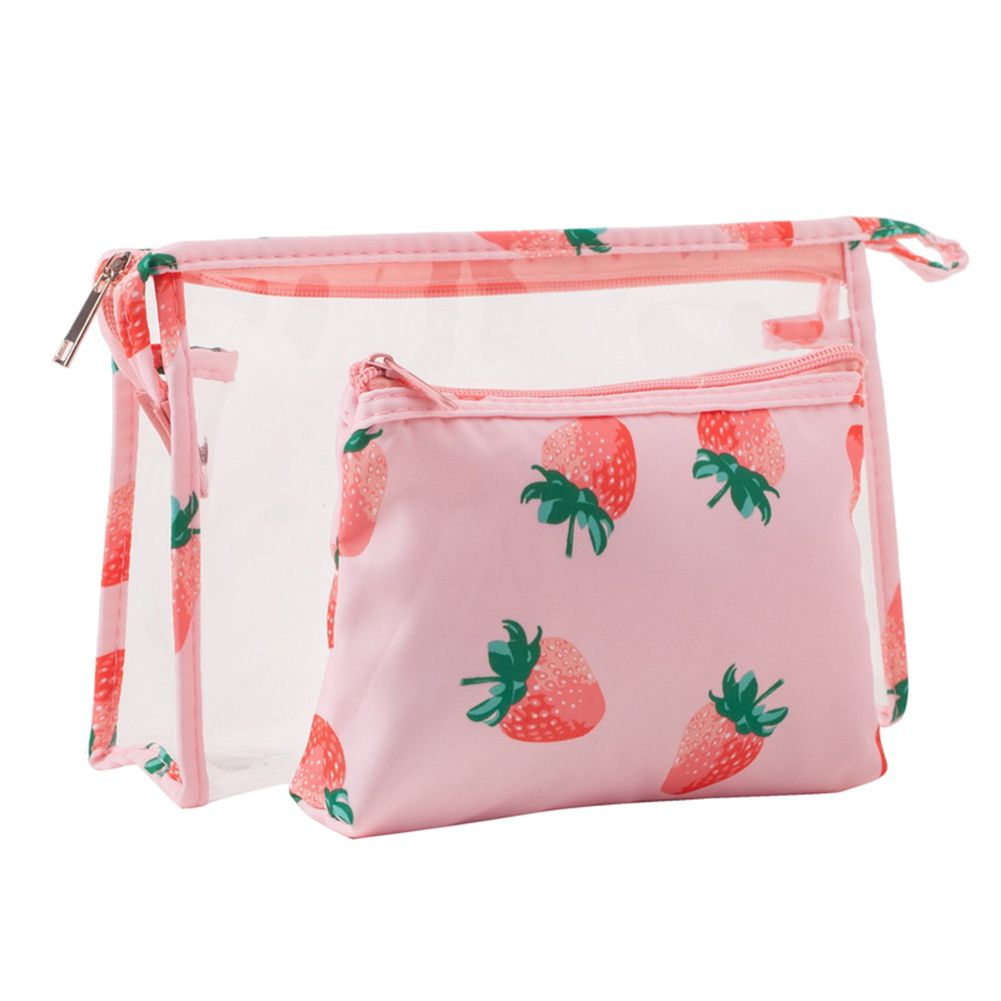 2Pcs Women Outdoor Travel Cosmetic Storage Pouch Makeup Organizer PVC Wash Bag