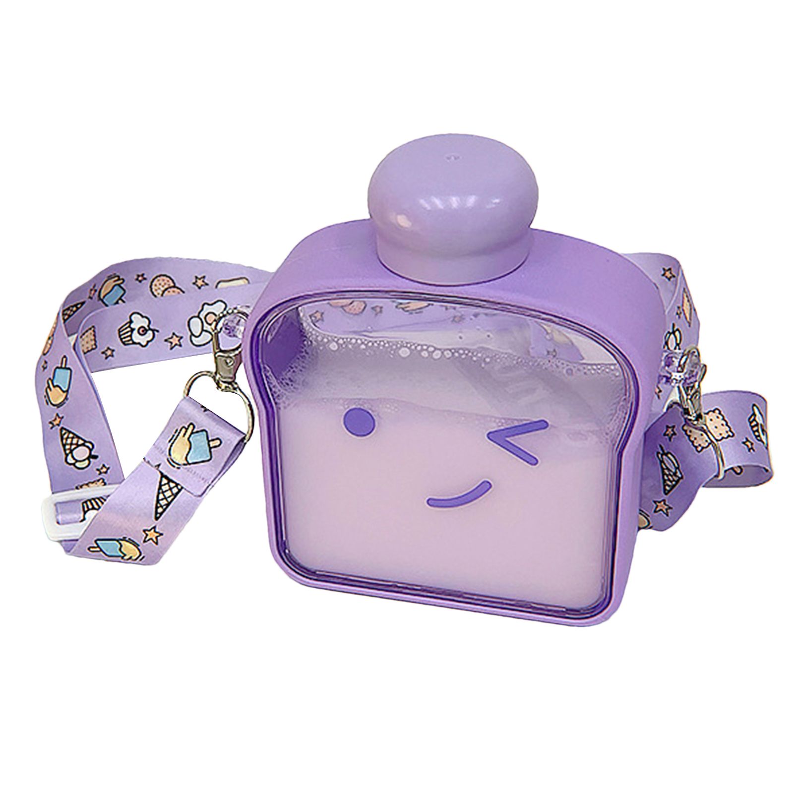 380ml Water Bottle Leak-proof Large Capacity Plastic Cute Expression Flat Water Bottle for Girls