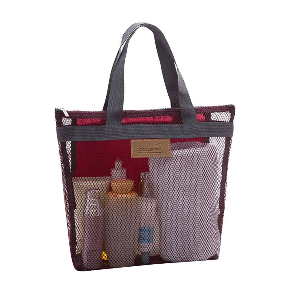 Zip Mesh Beach Swimming Tote Travel Toiletry Storage Bag Bathing Wash Handbag