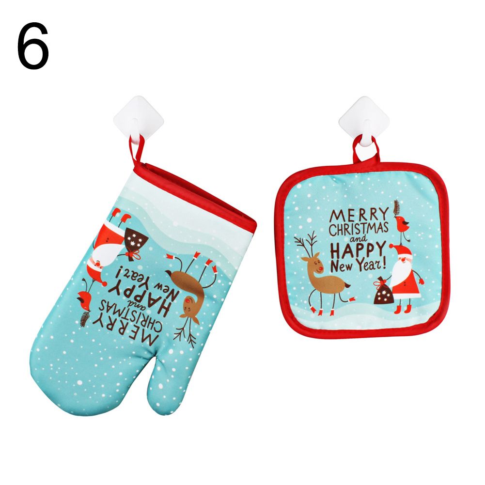 2Pcs Christ Ovencrowave Anti Hot Gloves Insulation Mat Set Baking Supplies