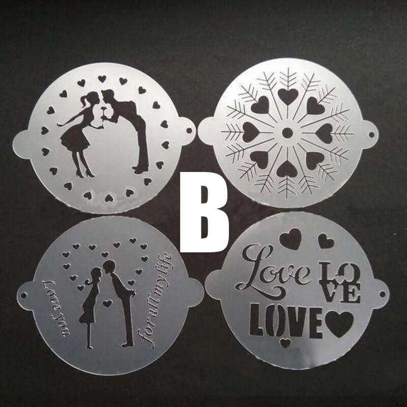 4pcs/Lot Cake Chocolate Dessert Spray Molds Eco-friendly PP DIY Decorating Stencils Cookie Fondant Bakery Tools 8 inch