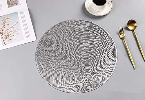 top Gold Silvery Round Placemats Kitchen PVC Table Mats For Dining Table Drink Coasters Set Coffee Cup Pad Hotel Restaurant top