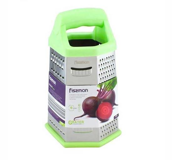 6 sides stainless steel Vegetable and food box grater with plastic handle - Multi color